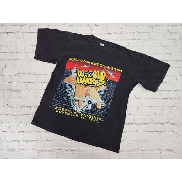 Vintage WCW Wrestling World War 3 Shirt 1996 WWF Norfolk Virginia* Men's L*